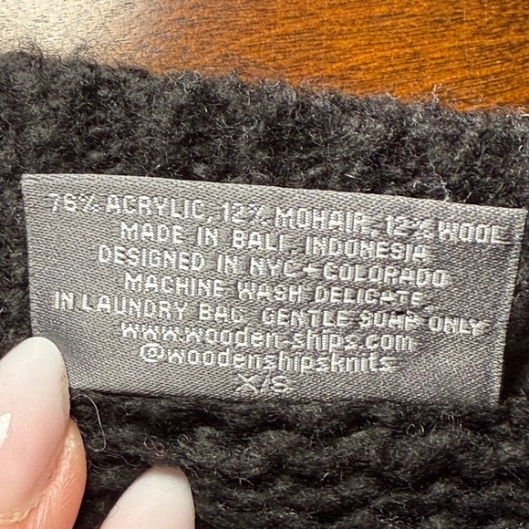 Wooden Ships Black Rich & Famous Mohair/Wool Blend Knit Oversized Sweater XS/S - Picture 4 of 10